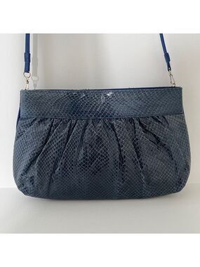 LEATHER OF THE SEA Vintage Cross Body Clutch Bag Eel Skin Snake Skin Pattern